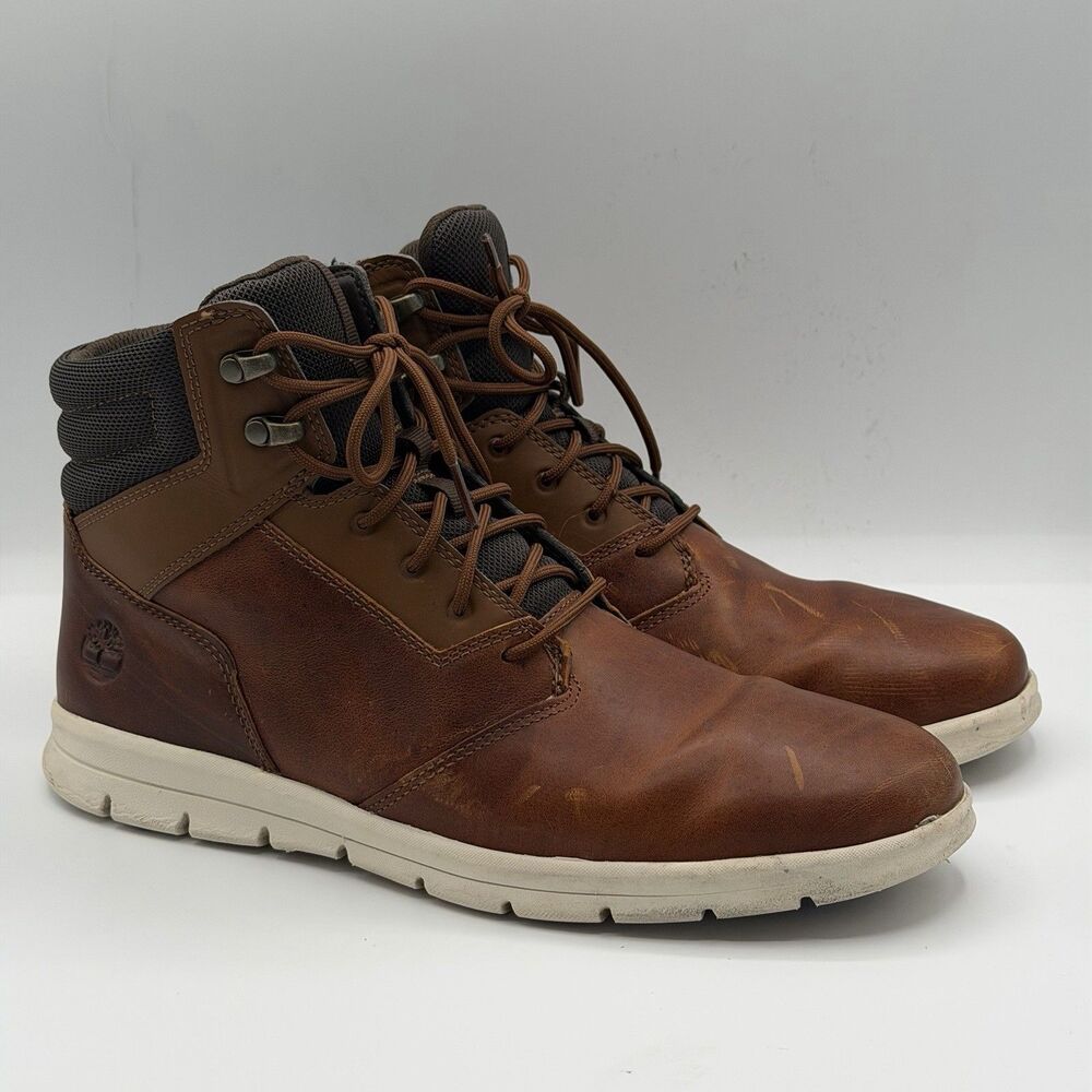 Timberland Graydon Brown Leather Boots Men's 10 Hoverlight Lace Up A10EE